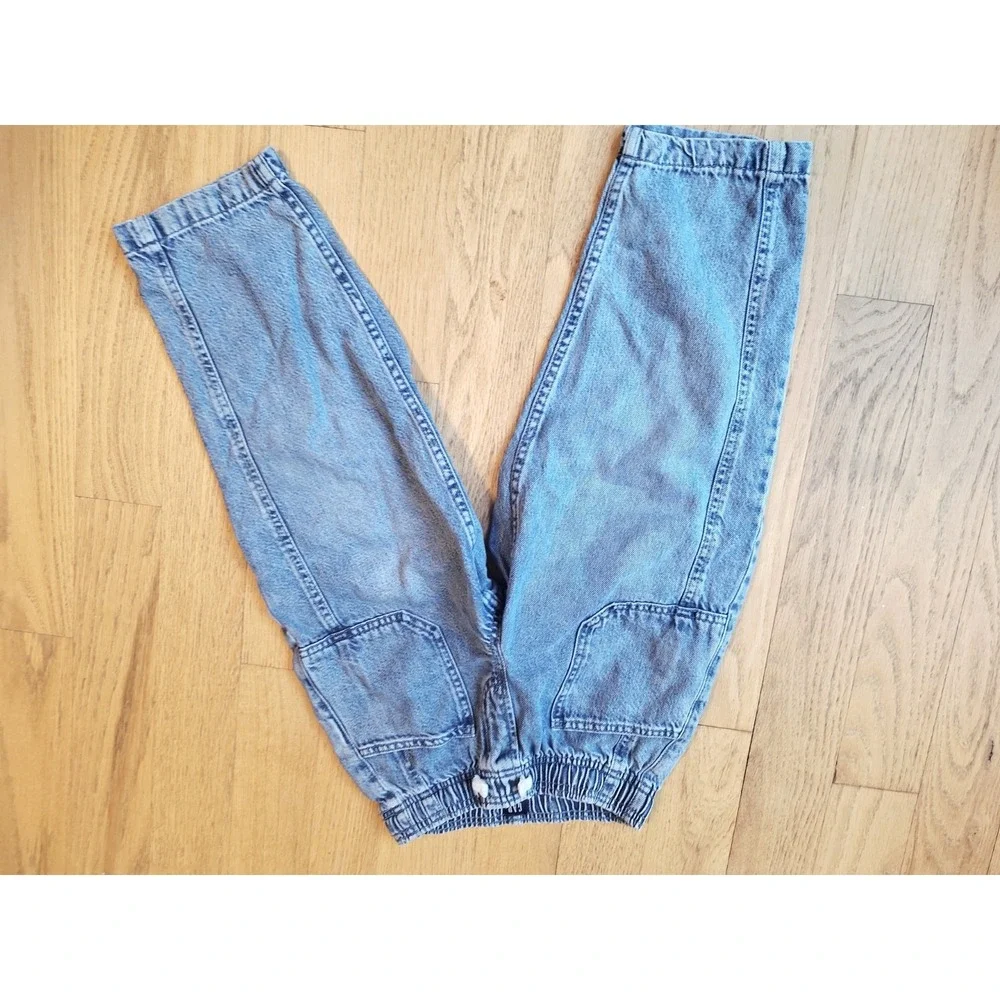 GAP Kids Baggy Barrel Leg Light Blue Denim Jeans Sz Small Working Drawstring